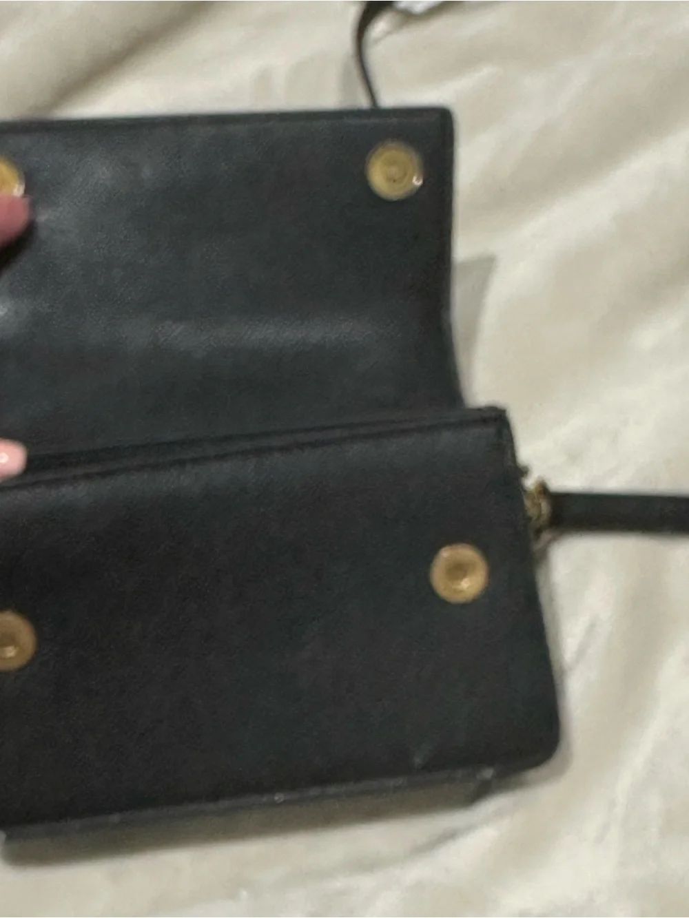 Kurt Geiger Black Pebbled Leather Crossbody with Gold Hardware